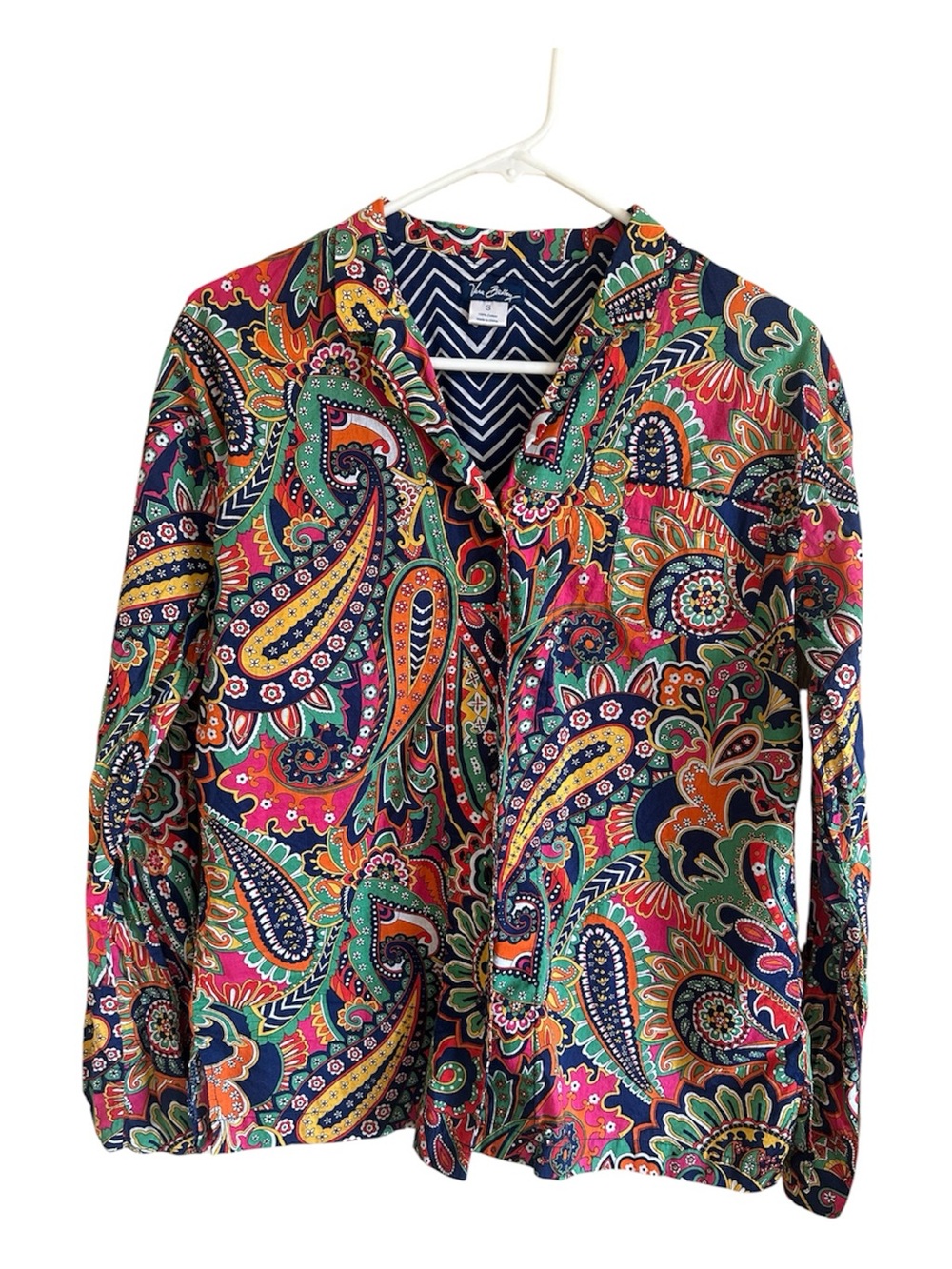 Vera Bradley 100% Cotton Multicolor Paisley Button-Down Shirt Size Small